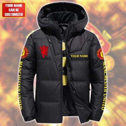 Personalized Manchester United Puffer Thermal Jacket With Hood Q071008