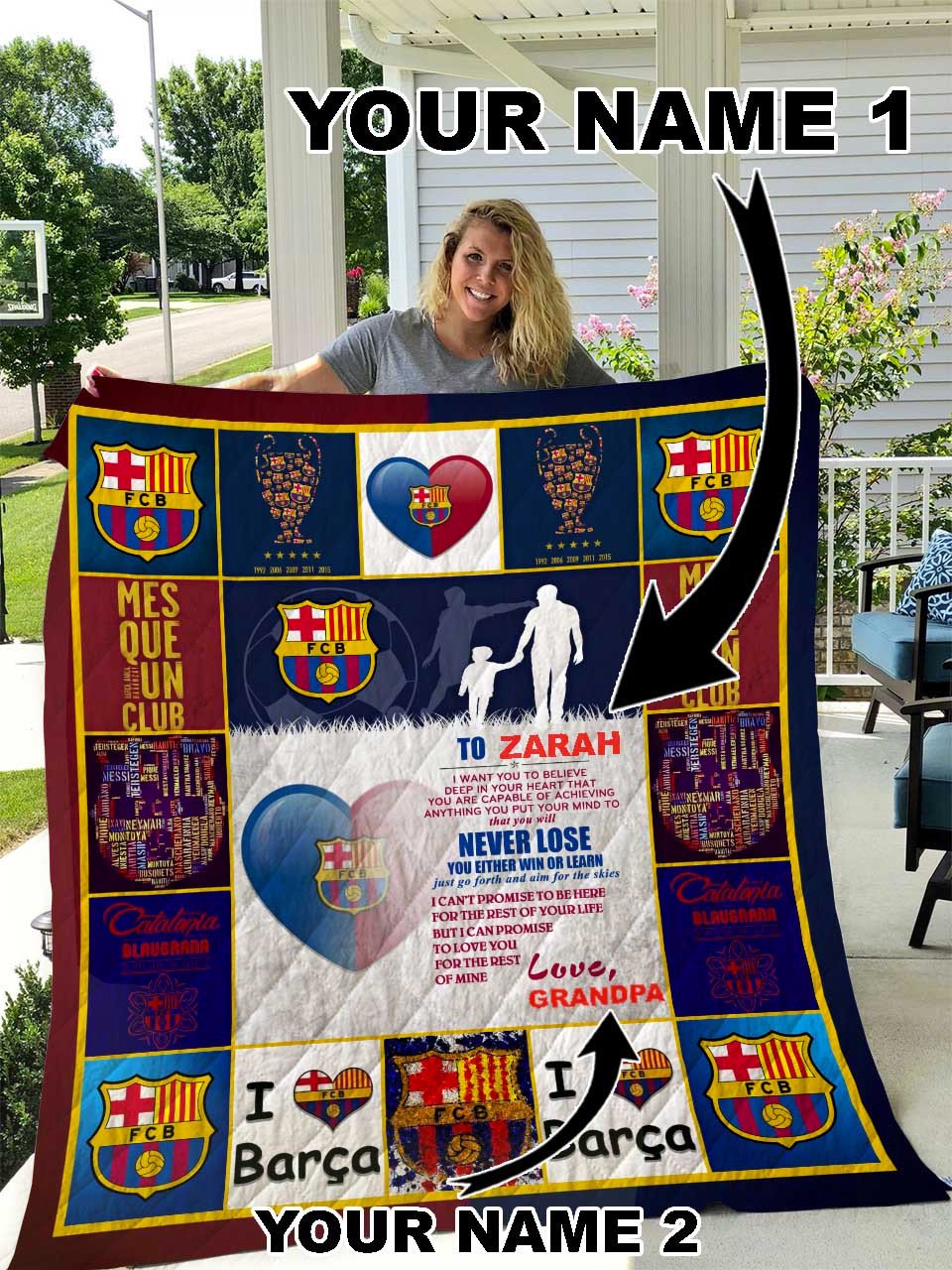 Personalized Barça Q2 Quilt Blanket , Quilt set , Bedroom Decor , Quilting