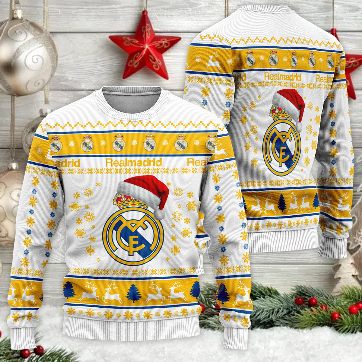 Real Madrid Q2 Ugly Christmas Sweater , Unisex Wool Sweater Q051003
