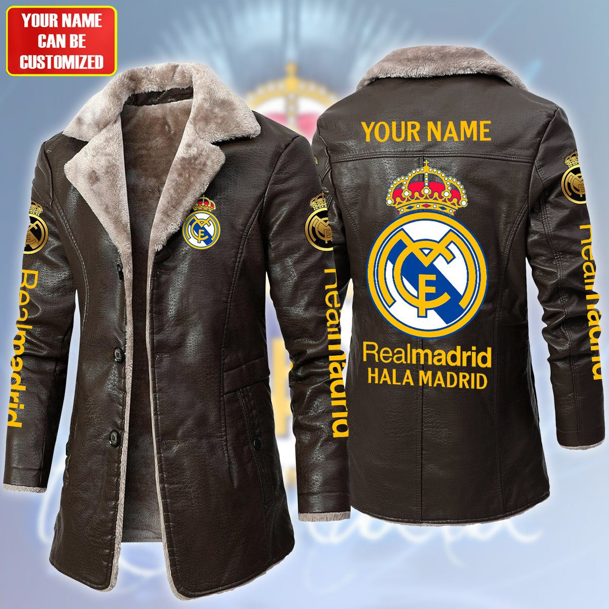 Real Madrid Leather Fleece Winter Coat S181005