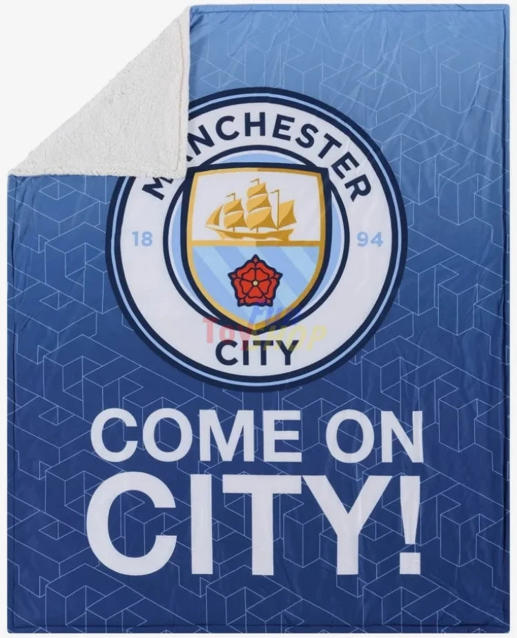 Manchester City 3D Fleece & Sherpa Blanket