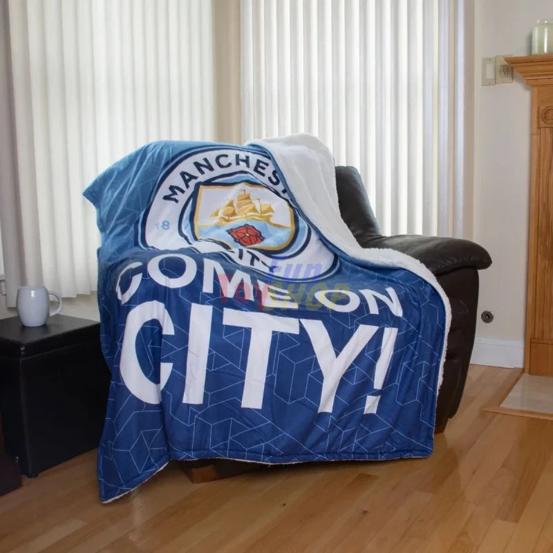 Manchester City 3D Fleece & Sherpa Blanket