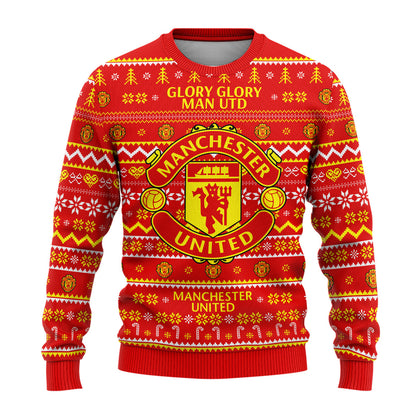 Manchester United S3 Ugly Christmas Sweater , Unisex Wool Sweater S211006