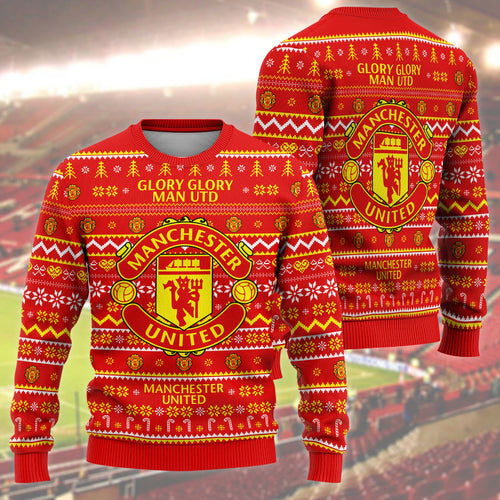 Manchester United S3 Ugly Christmas Sweater , Unisex Wool Sweater S211006