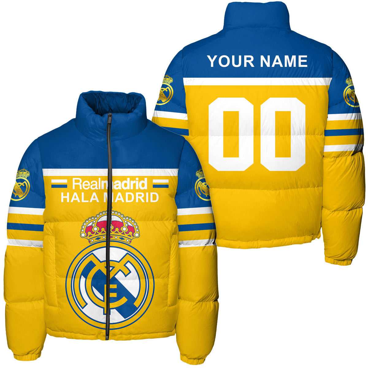 Personalized Real Madrid Puffer Thermal Stand Collar Jacket Q211004
