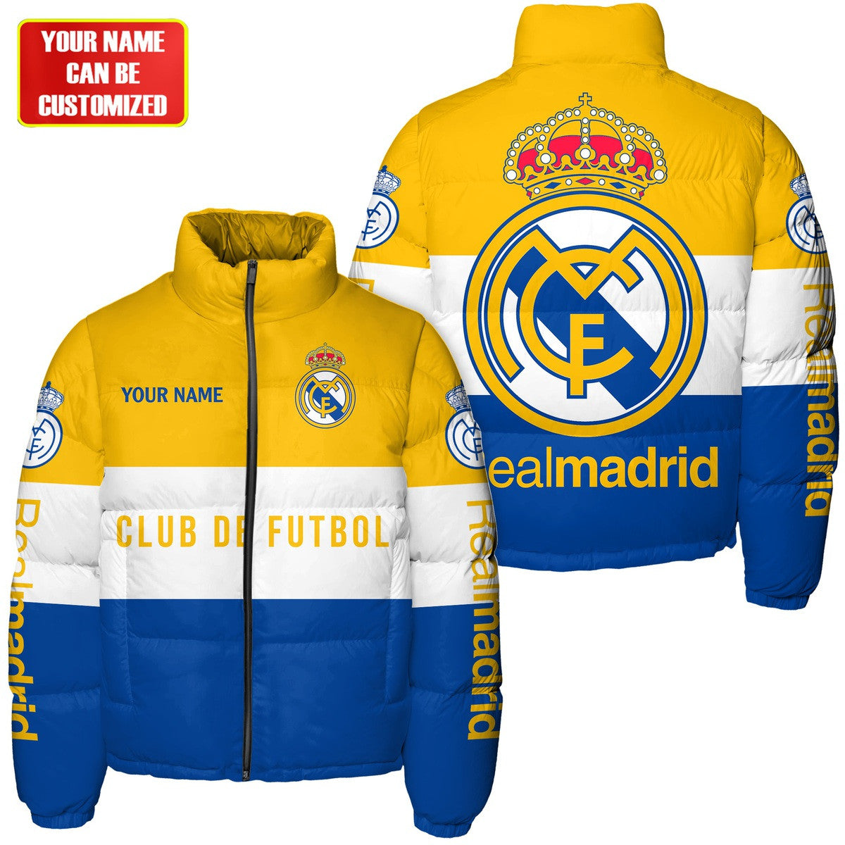 Personalized Real Madrid Puffer Thermal Stand Collar Jacket QB231001
