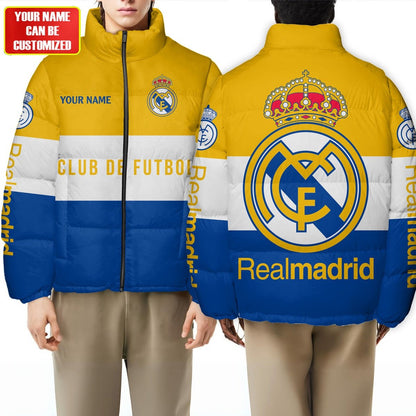 Personalized Real Madrid Puffer Thermal Stand Collar Jacket QB231001