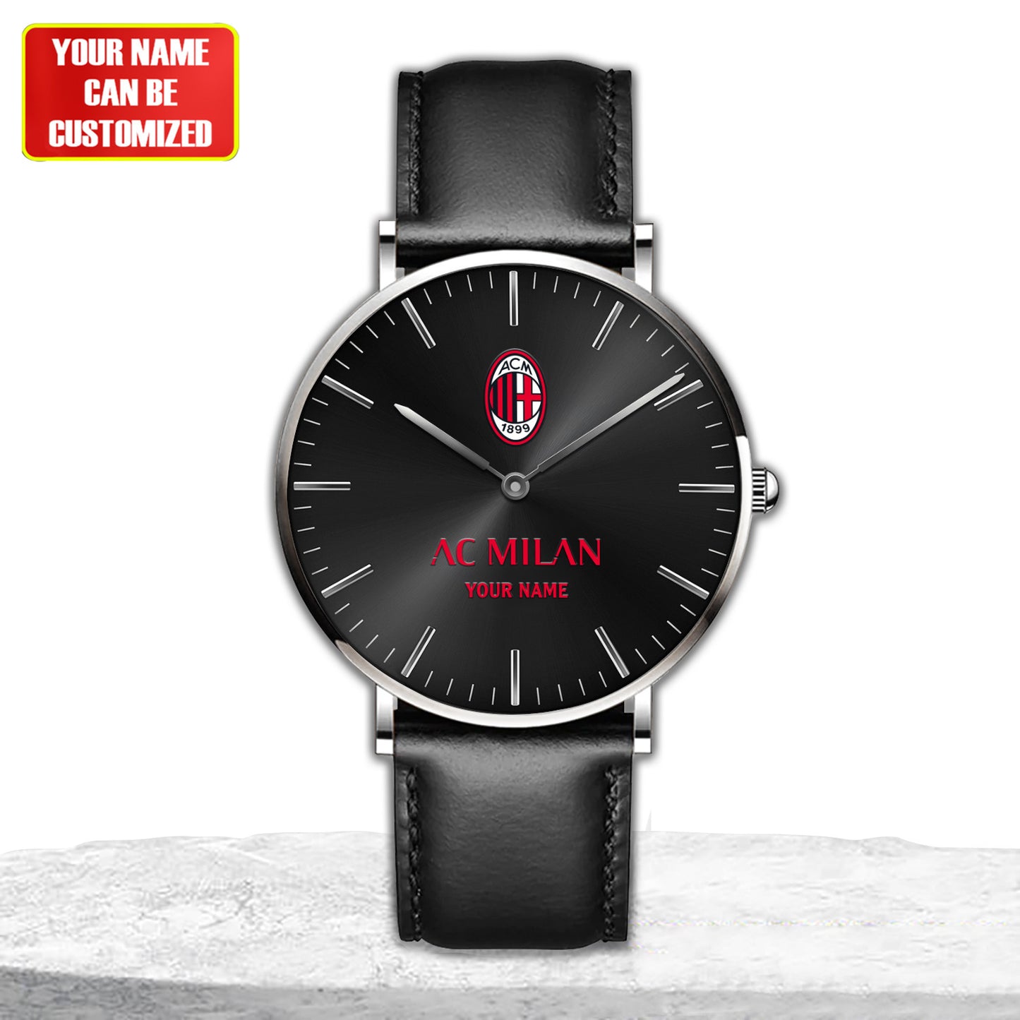 Personalized AC Milan Quartz Leather Watch S040904