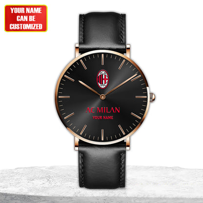 Personalized AC Milan Quartz Leather Watch S040904