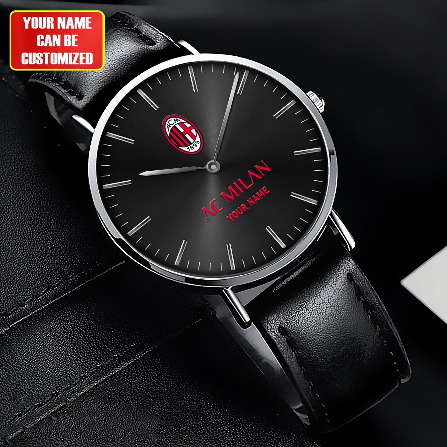 Personalized AC Milan Quartz Leather Watch S040904