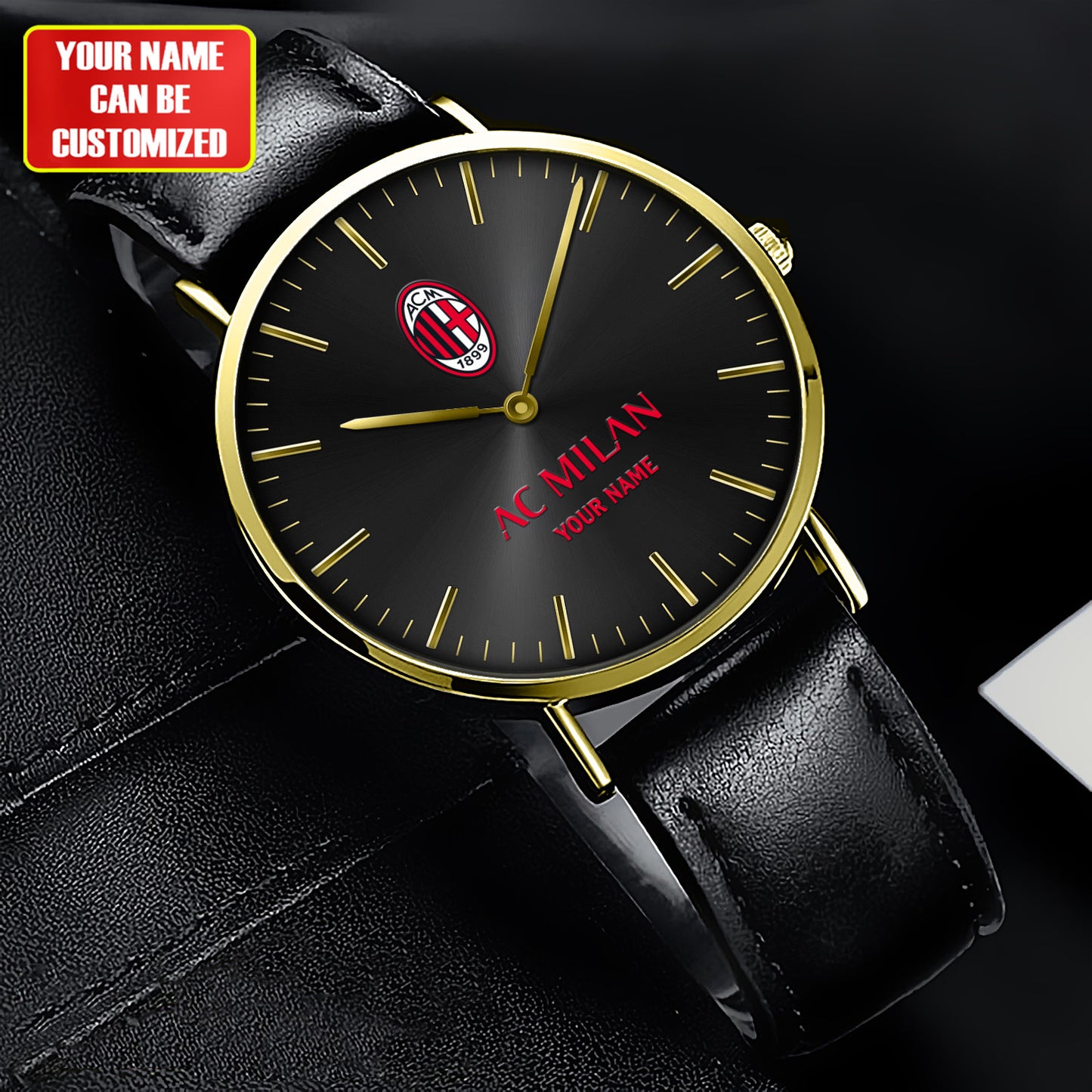 Personalized AC Milan Quartz Leather Watch S040904