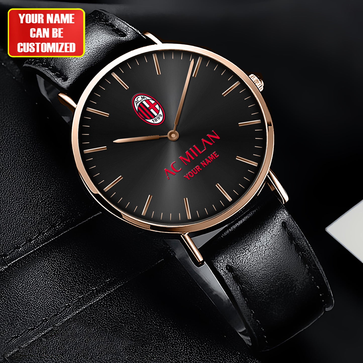 Personalized AC Milan Quartz Leather Watch S040904