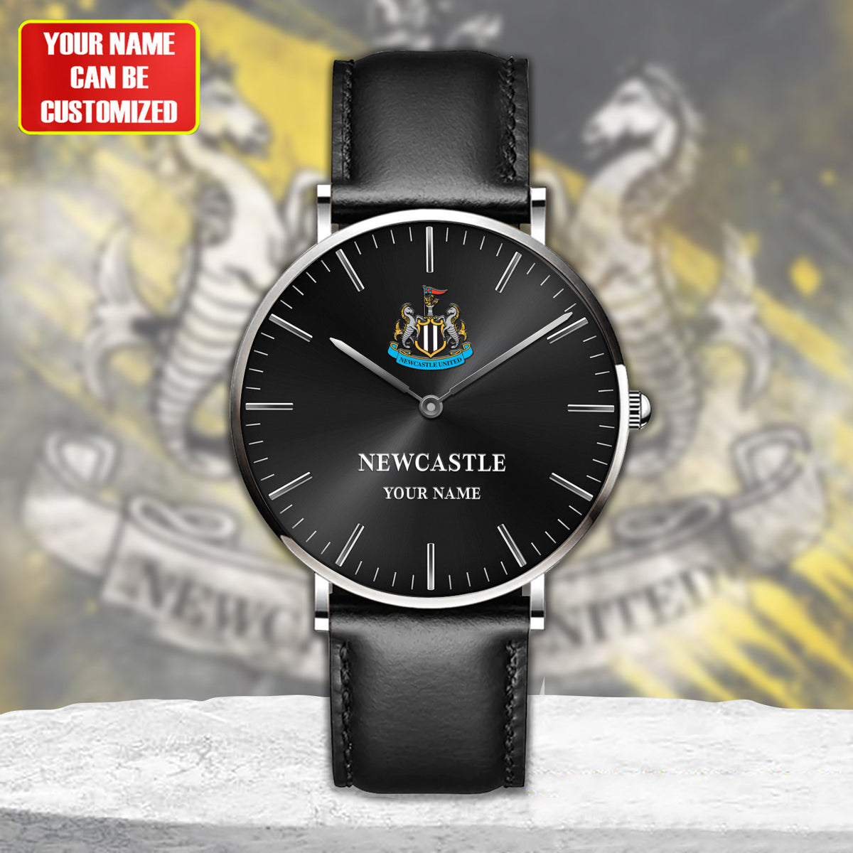 Personalized Newcastle United Quartz Leather Watch S040905