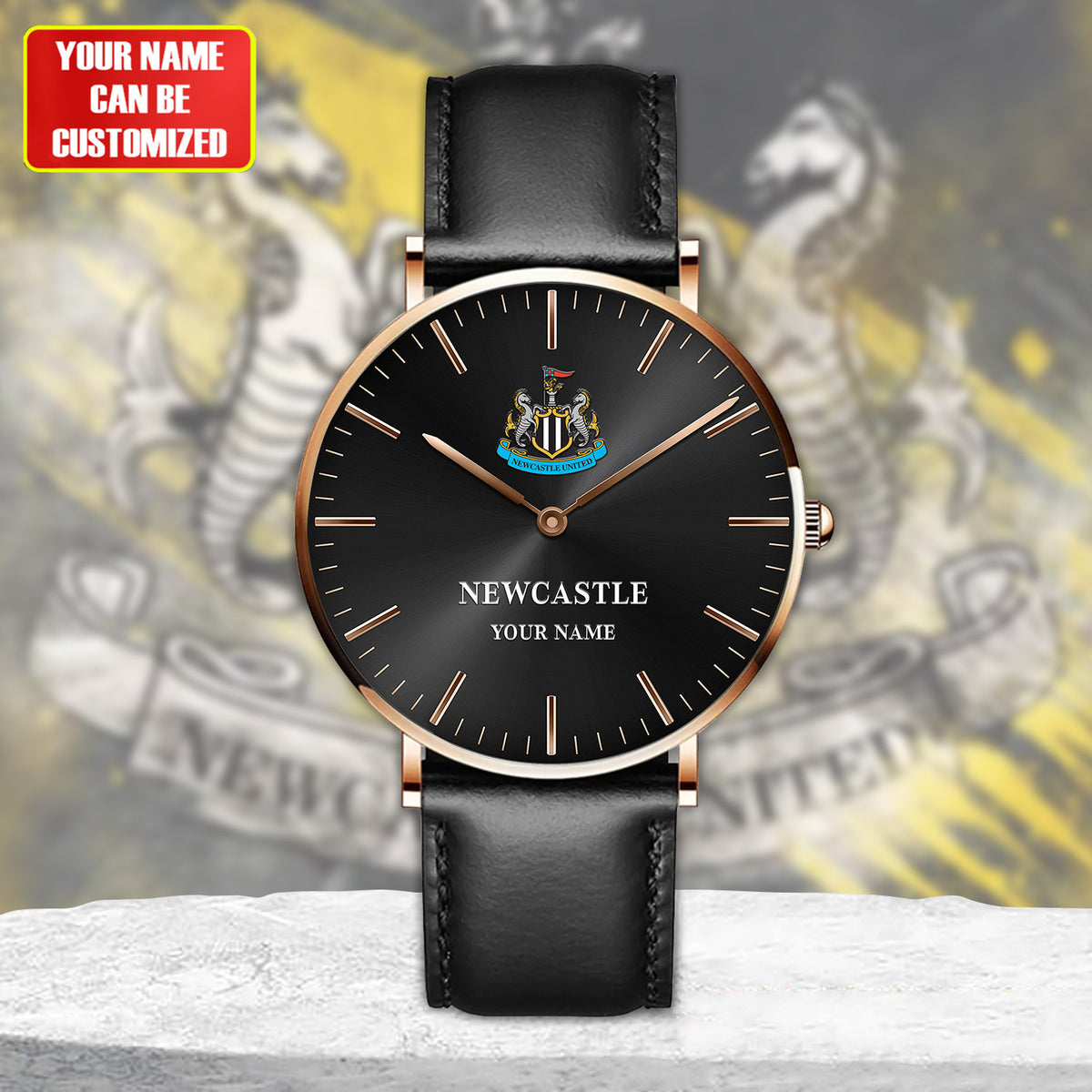 Personalized Newcastle United Quartz Leather Watch S040905