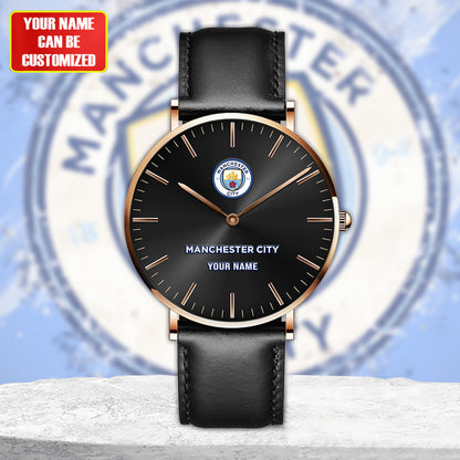 Personalized Manchester City Quartz Leather Watch S040906