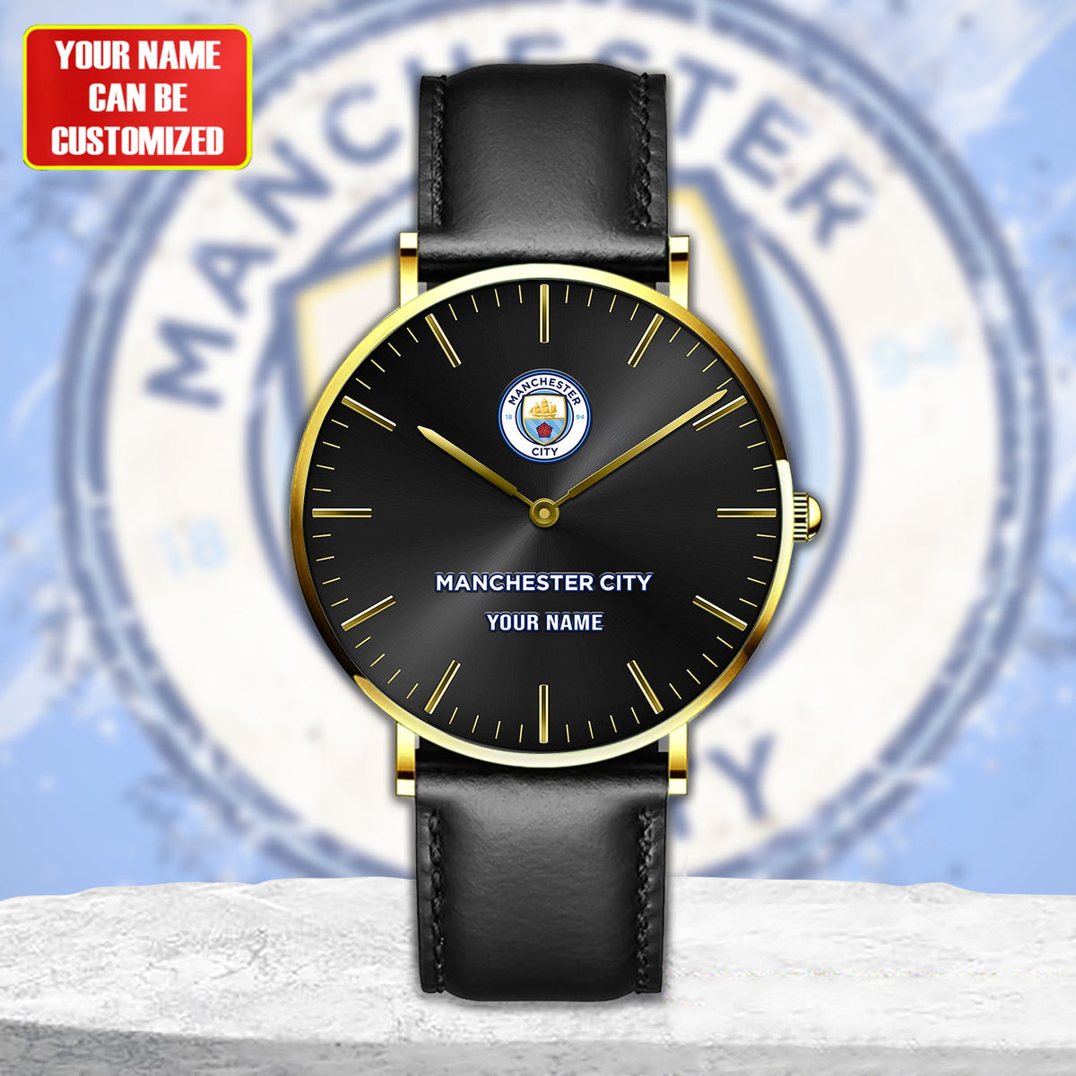 Personalized Manchester City Quartz Leather Watch S040906