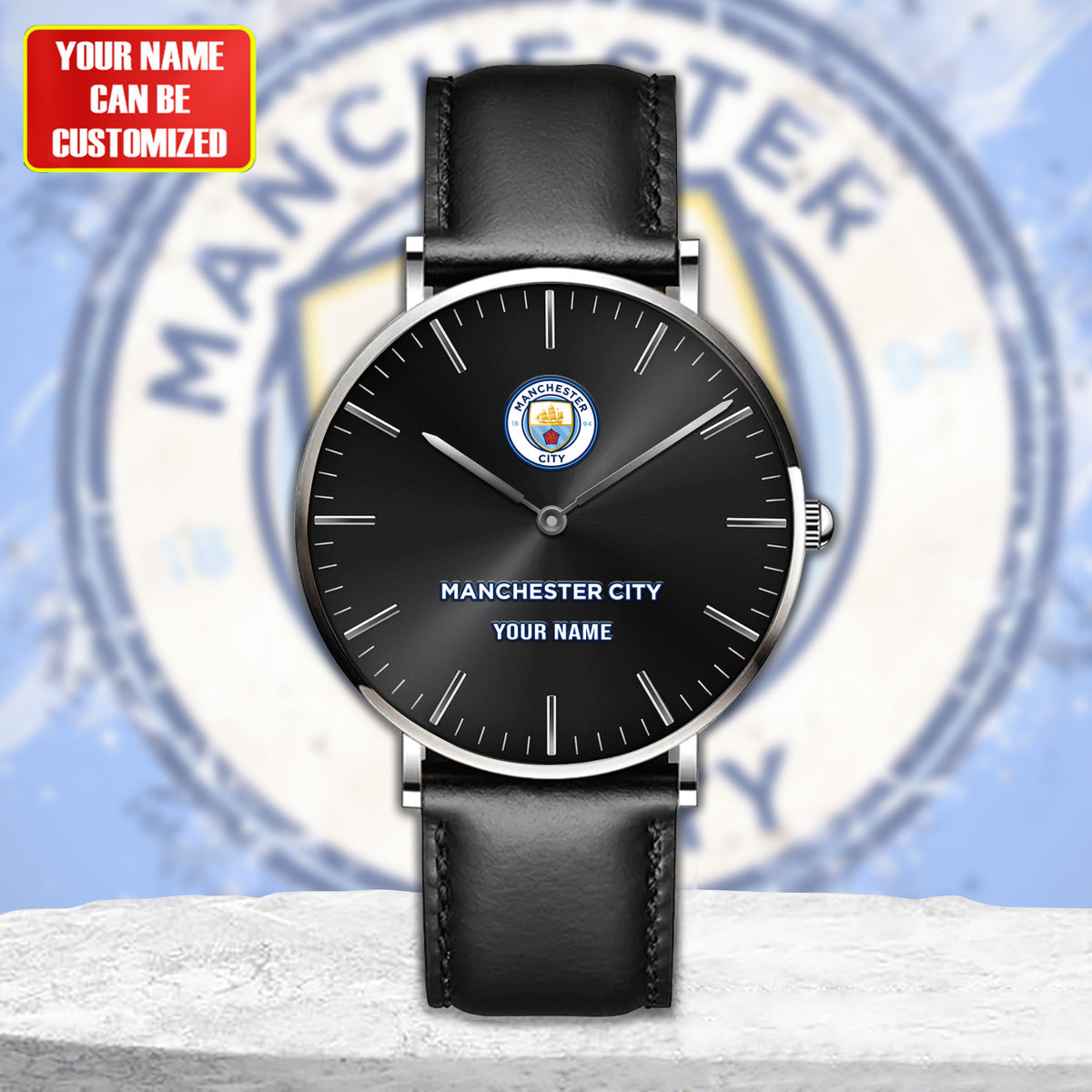 Personalized Manchester City Quartz Leather Watch S040906