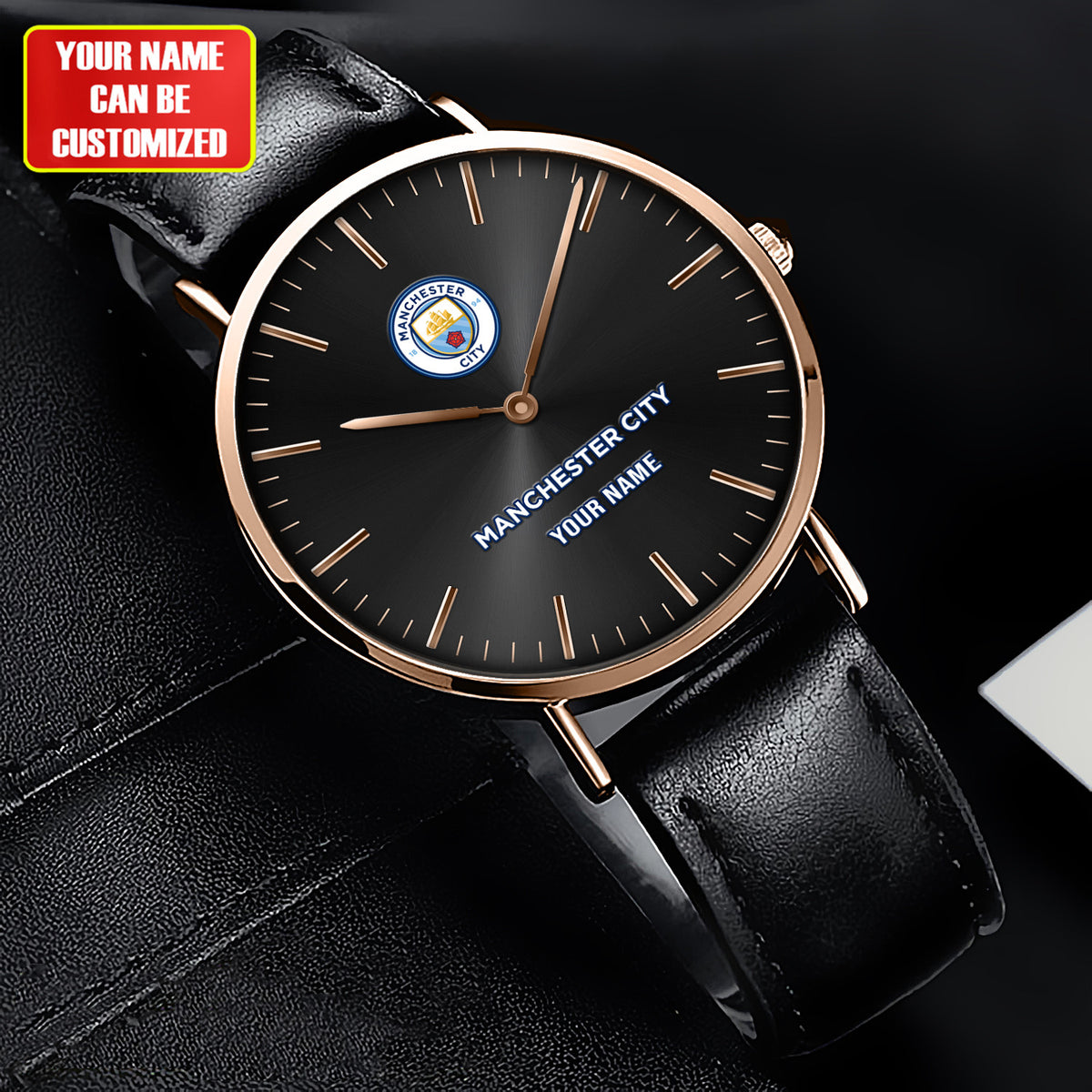 Personalized Manchester City Quartz Leather Watch S040906