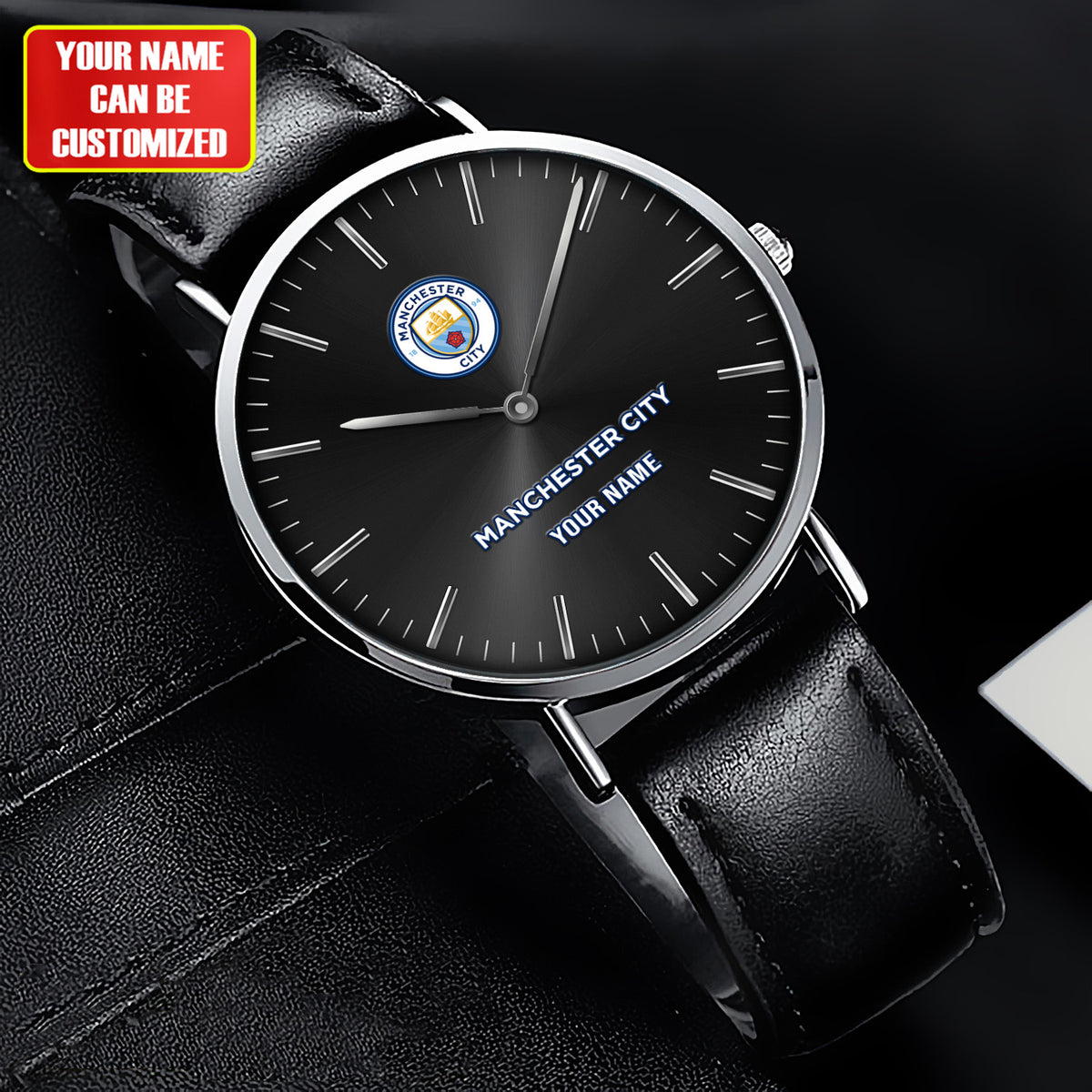 Personalized Manchester City Quartz Leather Watch S040906