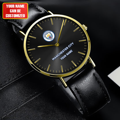 Personalized Manchester City Quartz Leather Watch S040906