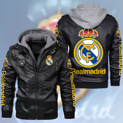 Real Madrid Leather Jacket with Hood S261015