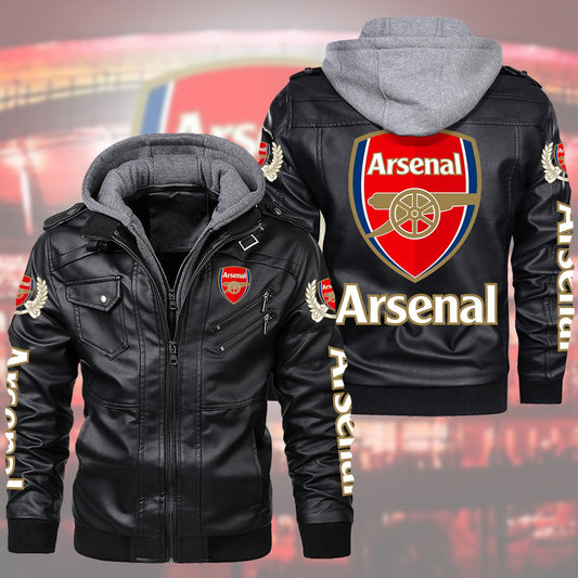 Arsenal Leather Jacket with Hood S281001
