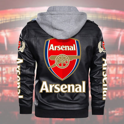 Arsenal Leather Jacket with Hood S281001