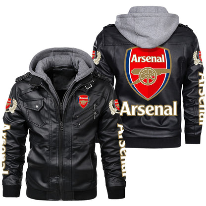 Arsenal Leather Jacket with Hood S281001