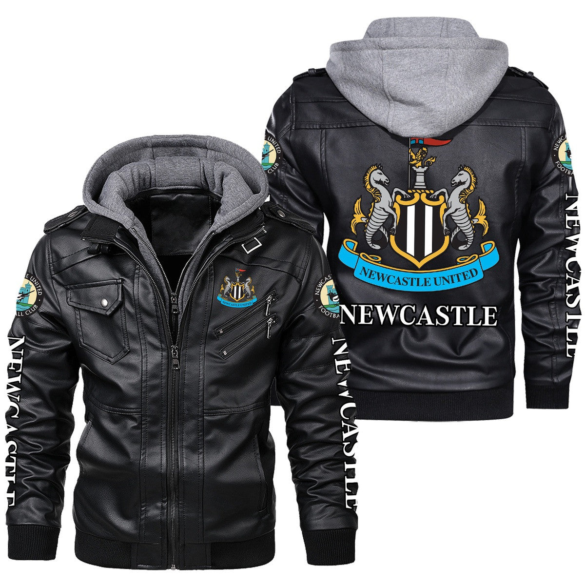 Newcastle United Leather Jacket with Hood QB281001