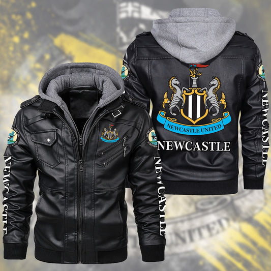 Newcastle United Leather Jacket with Hood QB281001