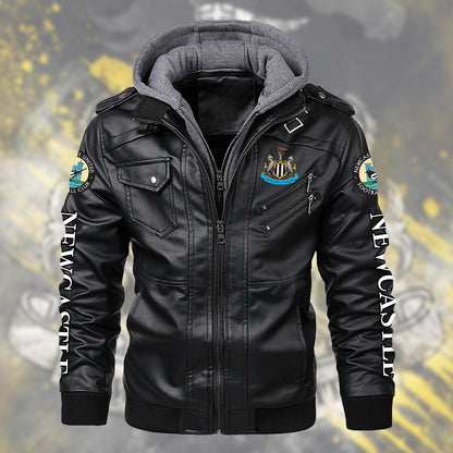 Newcastle United Leather Jacket with Hood QB281001