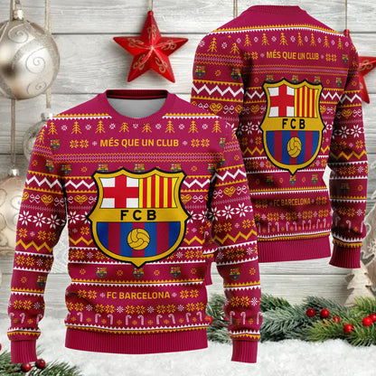 Barcelona S3 Ugly Christmas Sweater , Unisex Wool Sweater S281004