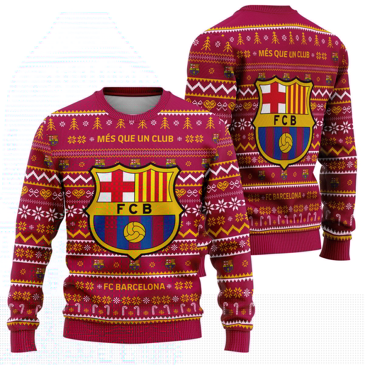Barcelona S3 Ugly Christmas Sweater , Unisex Wool Sweater S281004