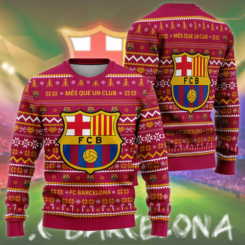 Barcelona S3 Ugly Christmas Sweater , Unisex Wool Sweater S281004