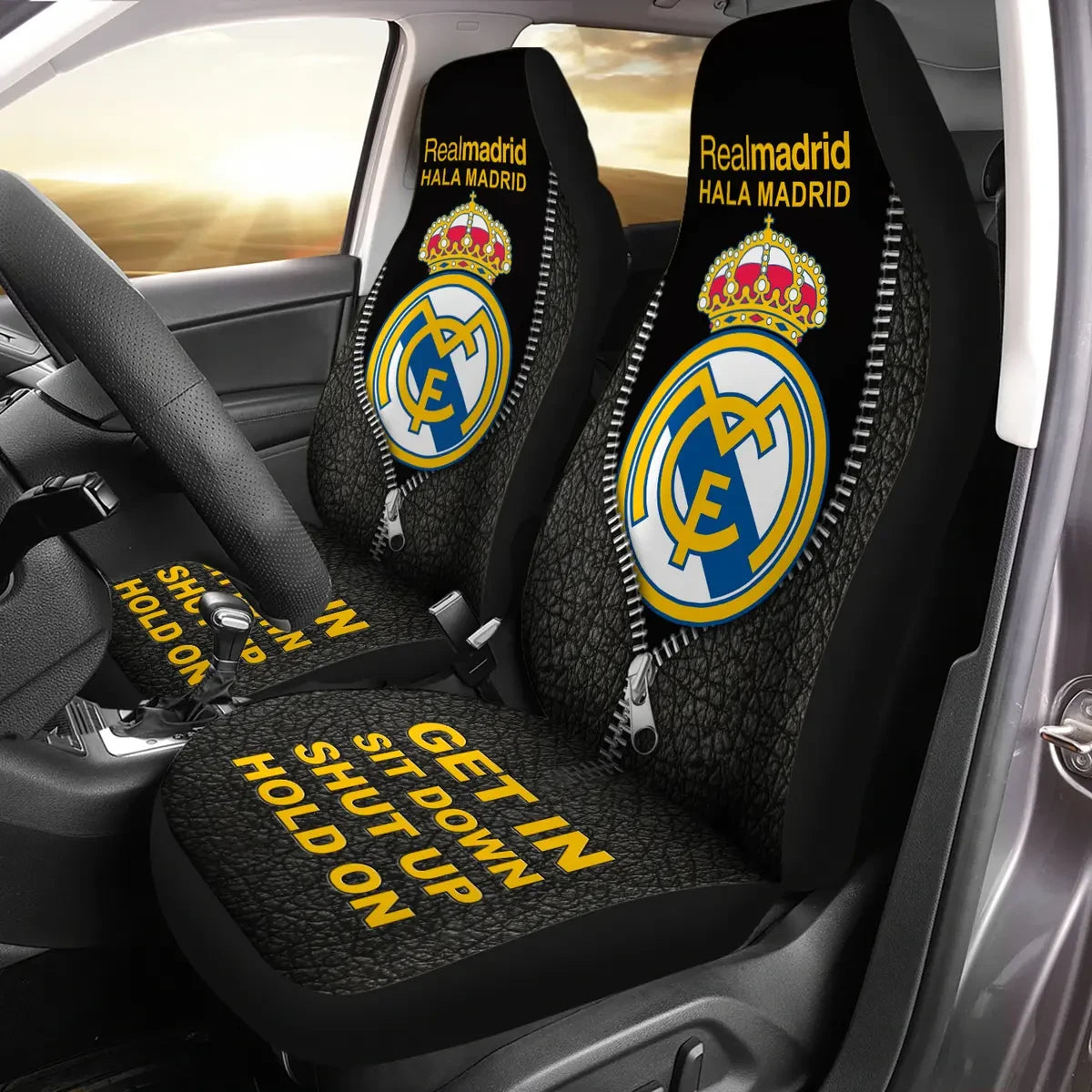 Real Madrid Hold on Funny Car Seat Covers Universal Fit Set 2 Q301005