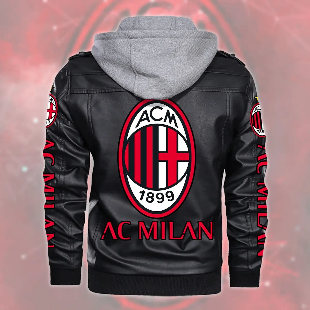 AC Milan Leather Jacket with Hood S301005