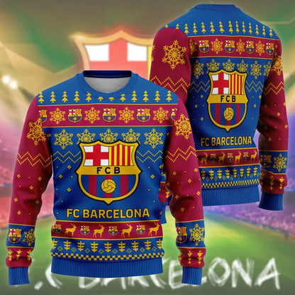 Barca Ugly Christmas Sweater , Unisex Wool Sweater QB311004