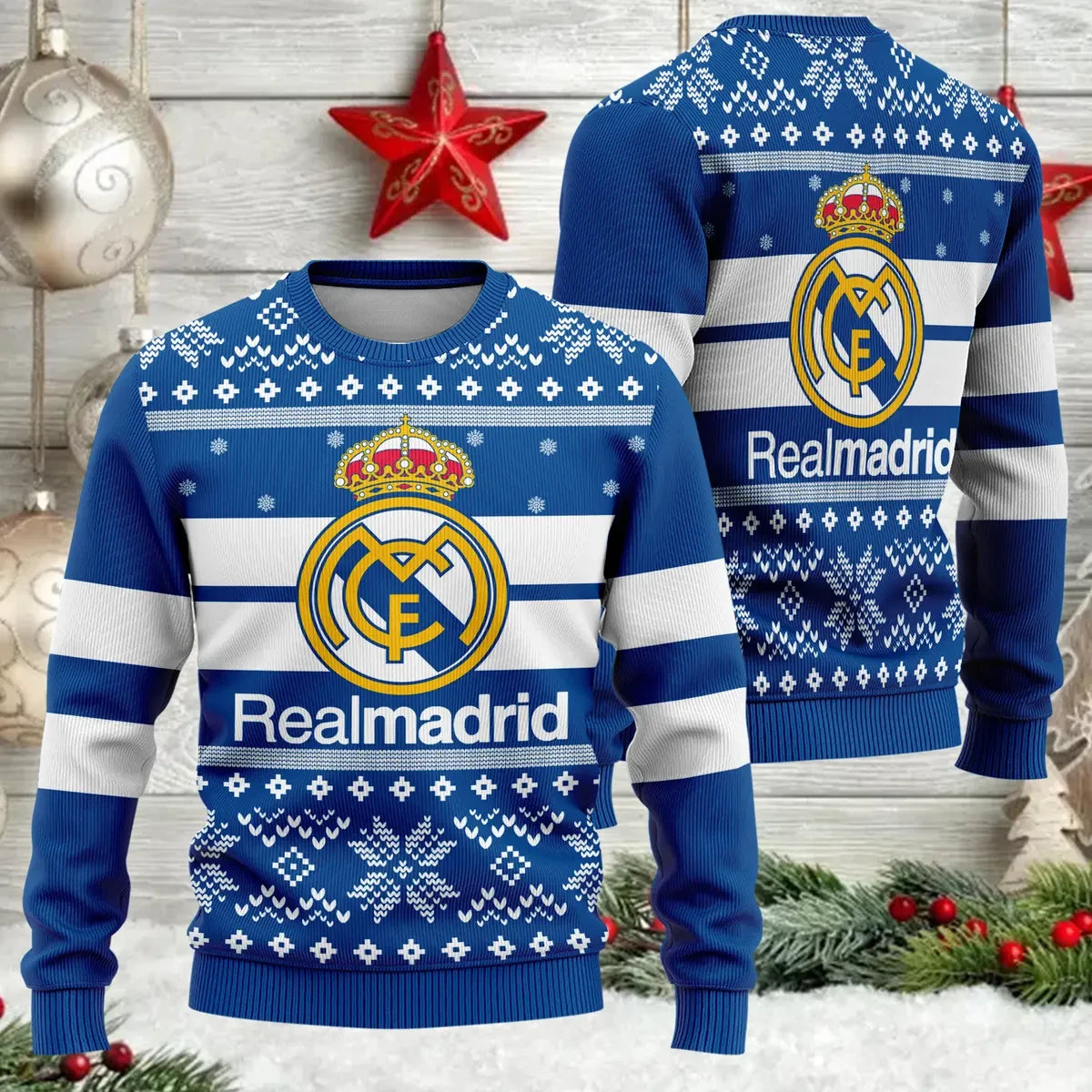 Real Madrid S7 Ugly Christmas Sweater , Unisex Wool Sweater S301004