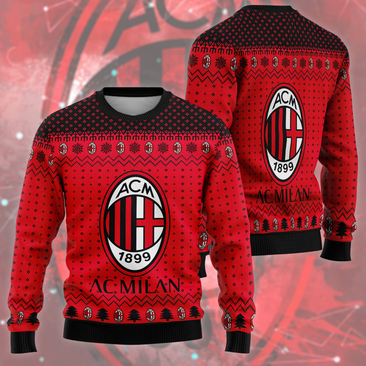AC Milan S6 Ugly Christmas Sweater , Unisex Wool Sweater S311001