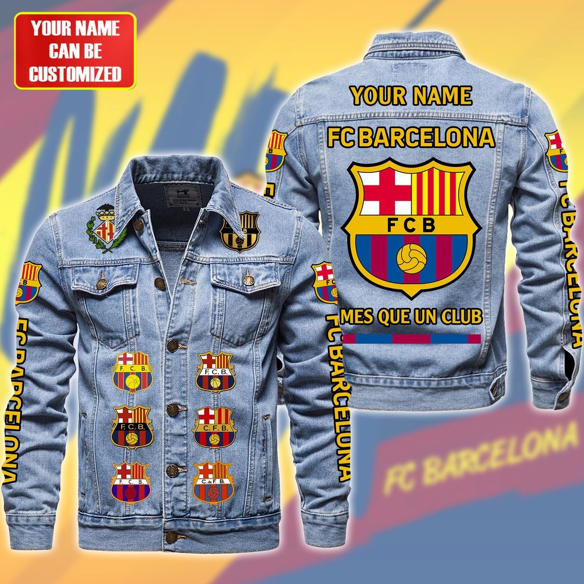 Personalized Barça Denim Casual Jacket , Cotton Jeans Jackets Q311009