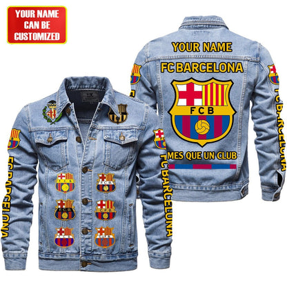 Personalized Barça Denim Casual Jacket , Cotton Jeans Jackets Q311009