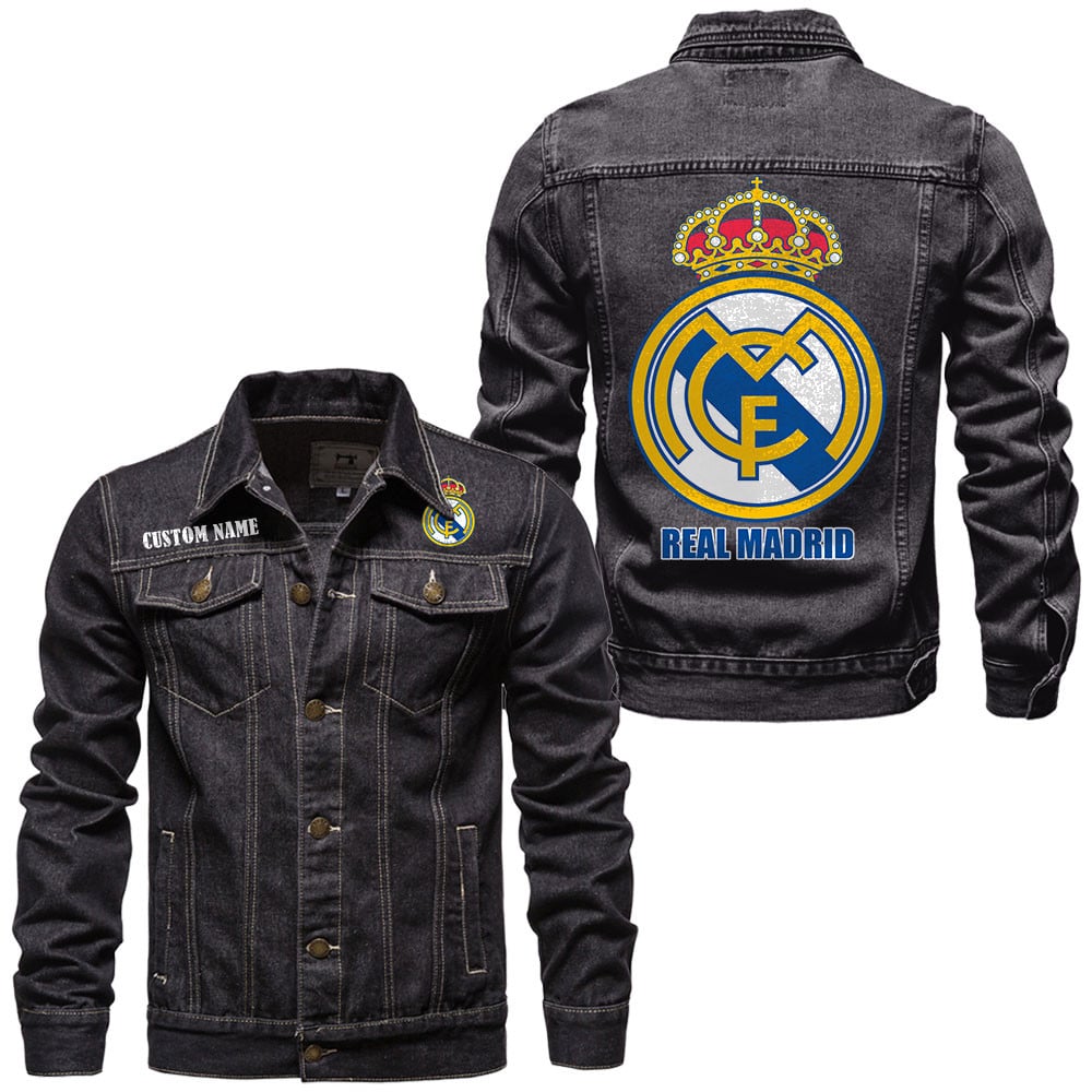 Personalized Real Madrid Denim Casual Jacket , Cotton Jeans Jackets