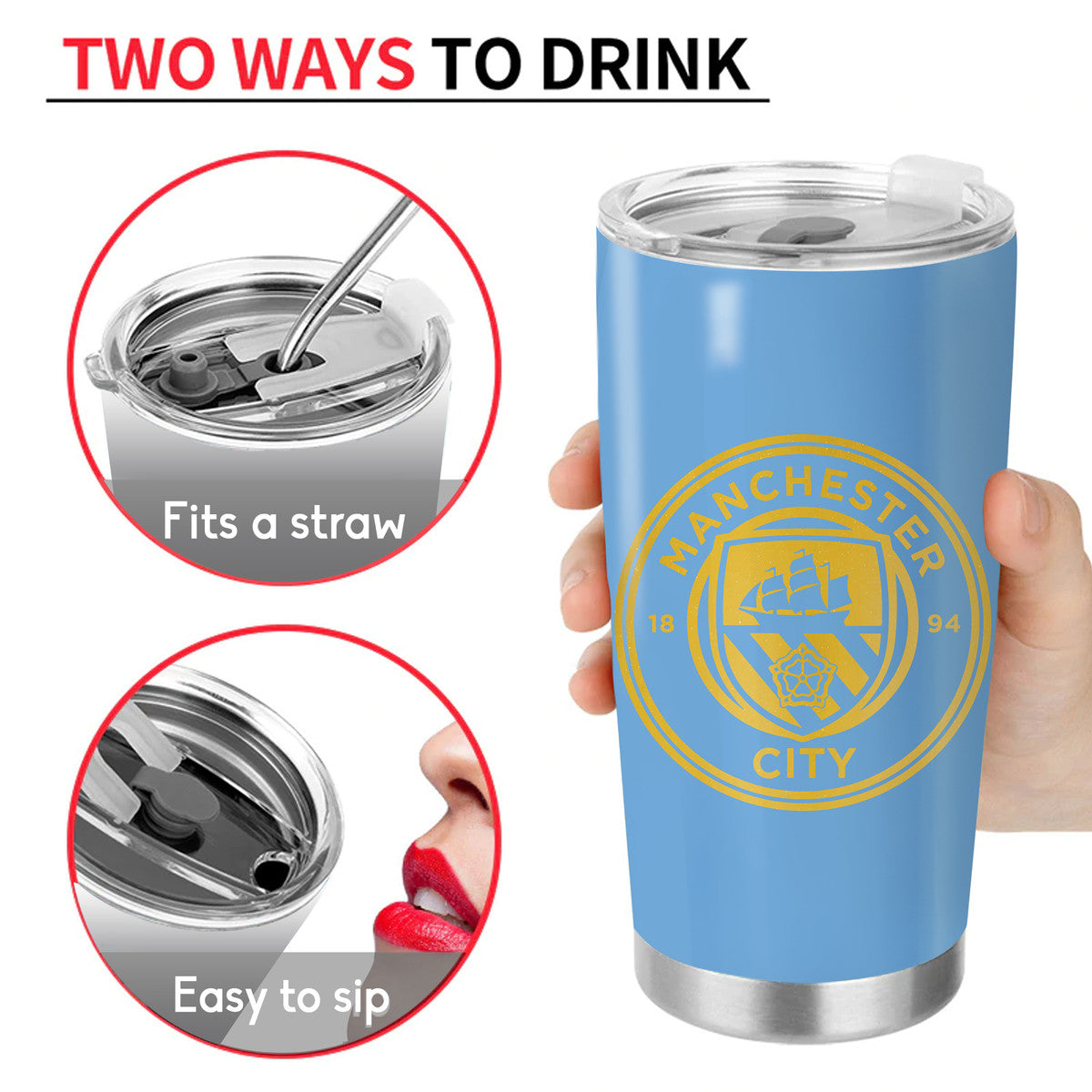 Personalized Name Manchester City Stainless Tumbler 20oz 30oz Cup QB041107