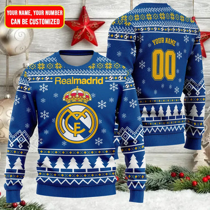Personalized Real Madrid Ugly Christmas Sweater , Unisex Wool Sweater Q051101