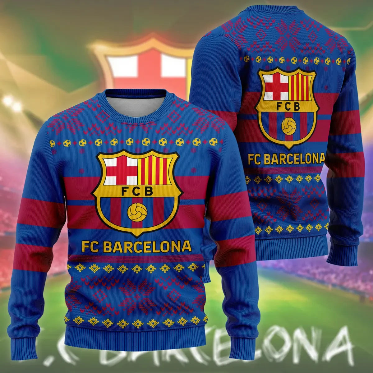 Personalized Barça Q8 Ugly Christmas Sweater , Unisex Wool Sweater Q051104