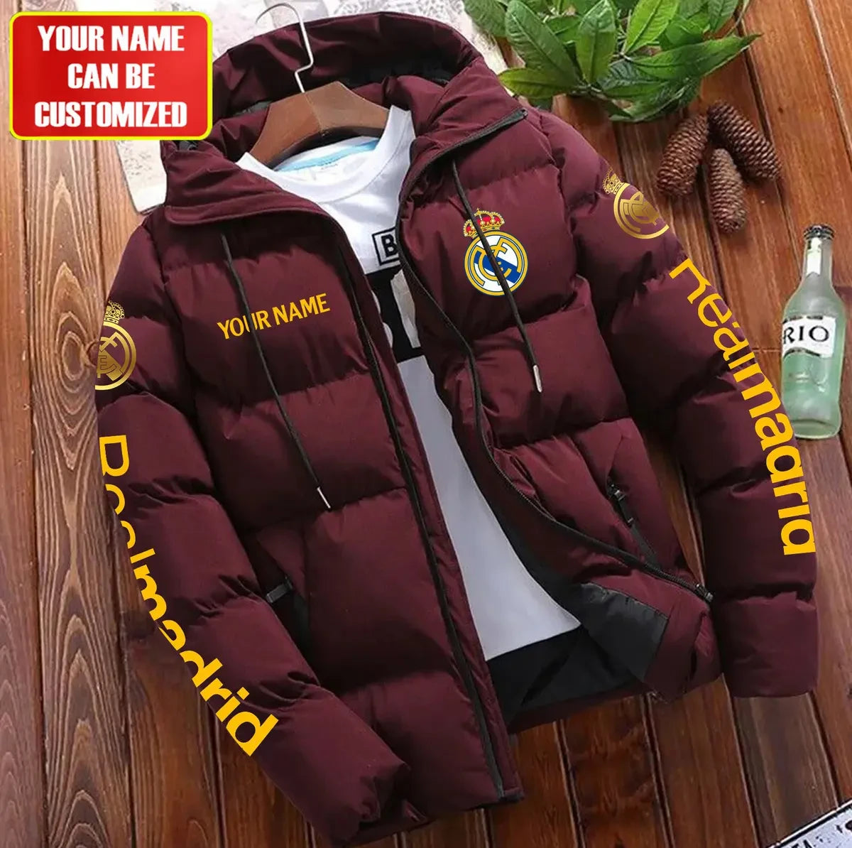 Personalized Real Madrid Puffer Jacket With Hood S061107