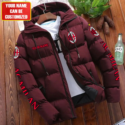 Personalized AC Milan Puffer Jacket With Hood S081101
