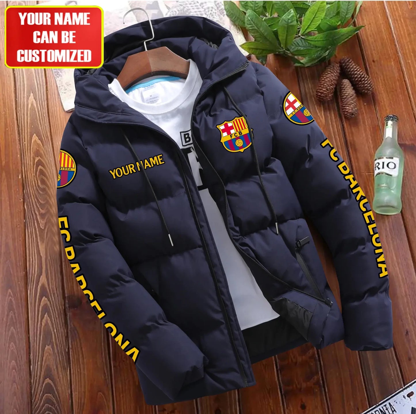 Personalized Barcelona Puffer Jacket With Hood S081102