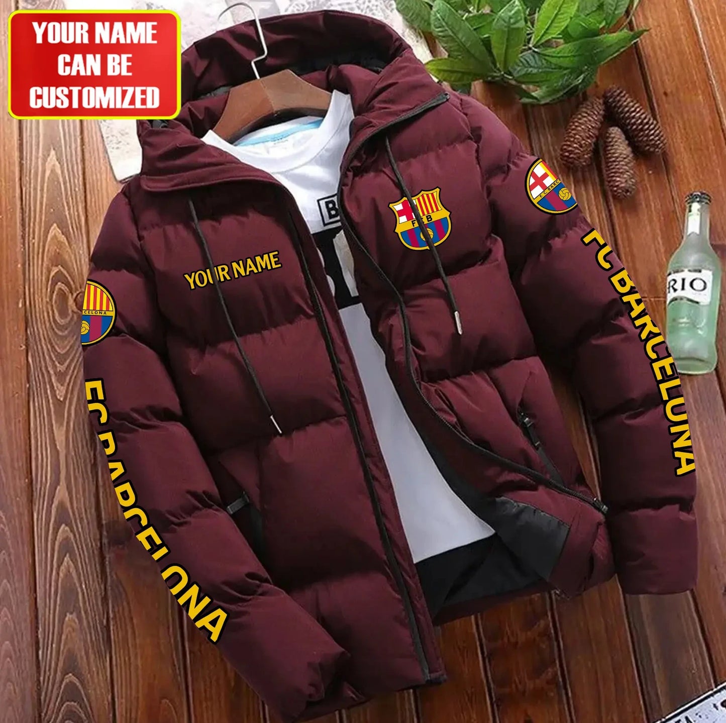 Personalized Barcelona Puffer Jacket With Hood S081102