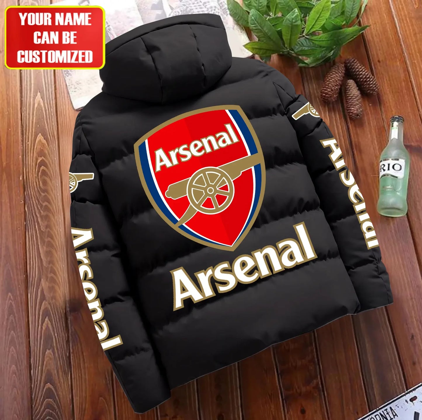 Personalized Arsenal Puffer Jacket With Hood S081103